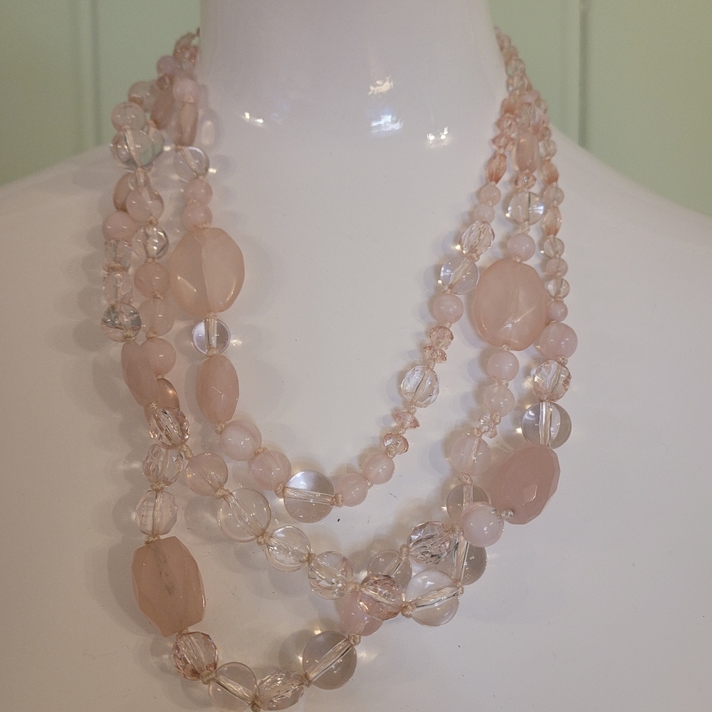 Anthropologie pink multistrand beaded necklace
